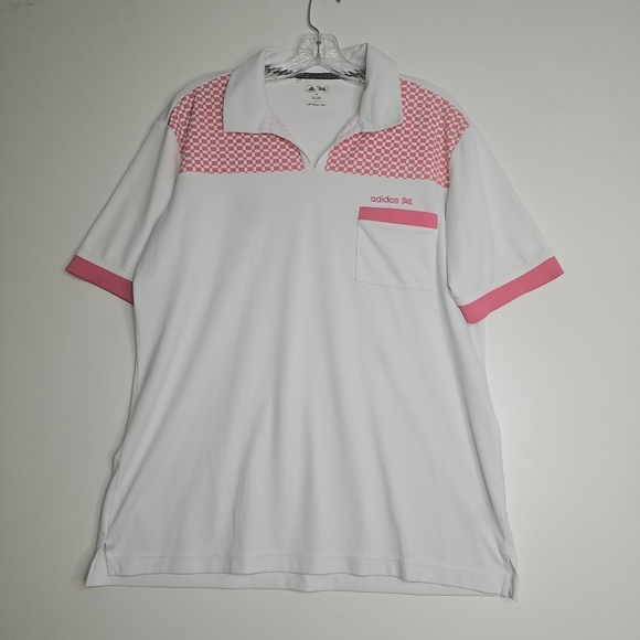 ADIDAS Golf Polo Shirt Size M White and Neon/Pink Men - Picture 2 of 9